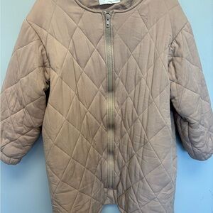 Promesa Tan Quilted Long Zippered Jacket